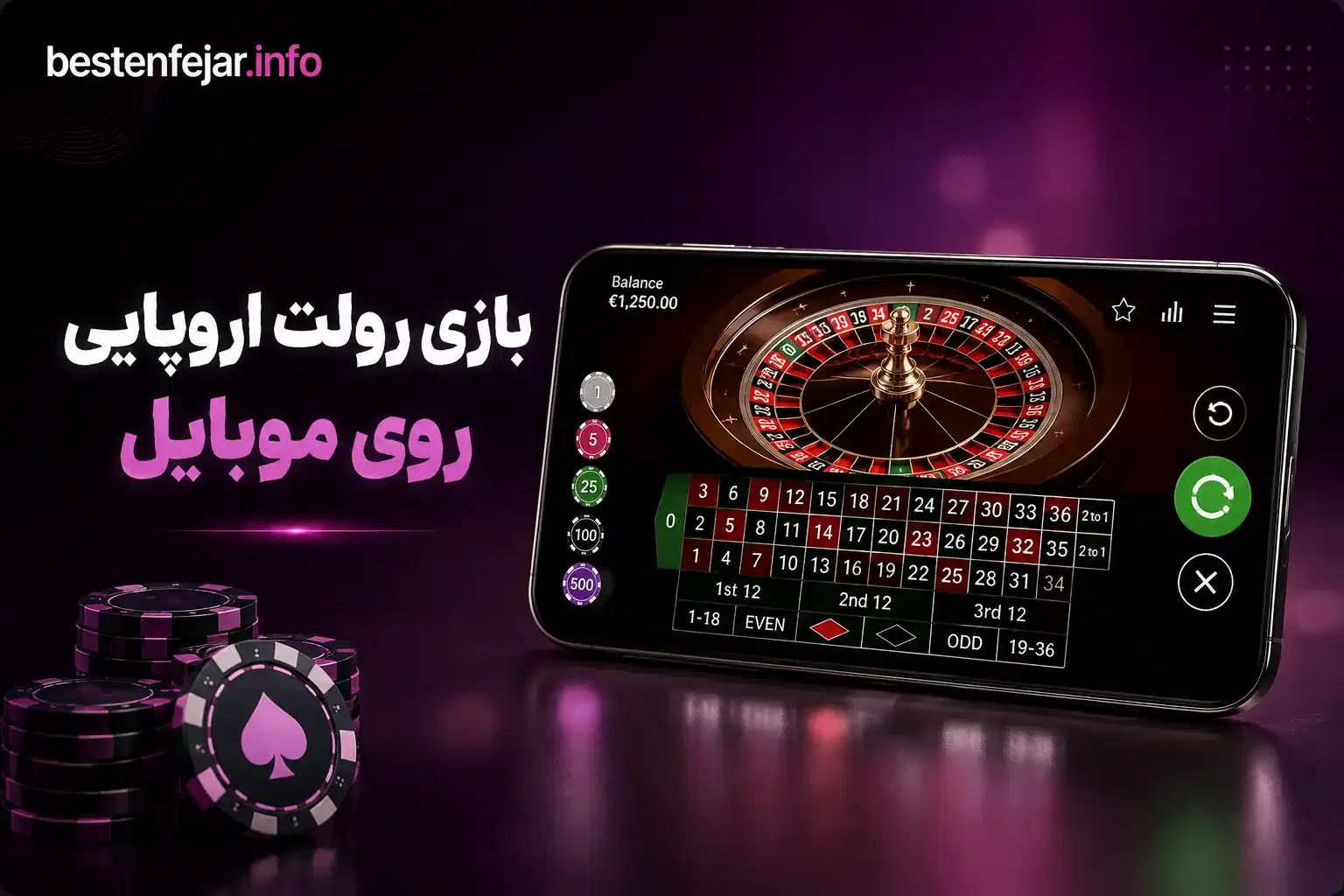 بازی رولت اروپایی روی موبایل